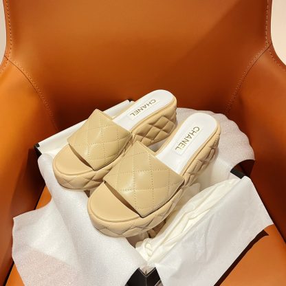 Chanel new style high heel apricot sandals, heel height 7.5cm - Image 2