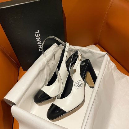 Chanel new white leather high-heeled sandals - Image 2