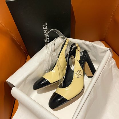 Chanel new apricot leather high-heeled sandals - Image 2