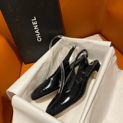 Chanel new black leather high-heeled sandals - Image 2
