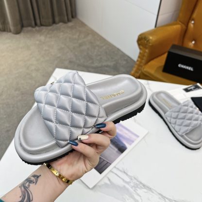 Chanel Couple's High-end Fashionable Gray Sandals - Image 2