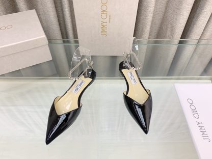 Jimmy Choo patent leather crystal chain flats - Image 2