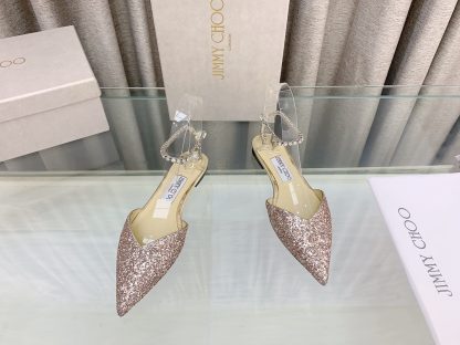 Jimmy Choo patent leather crystal chain flats - Image 2