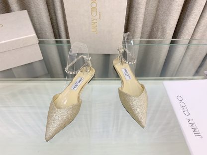 Jimmy Choo patent leather crystal chain flats - Image 2