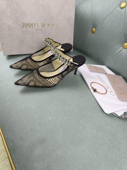 Jimmy Choo black mesh half-slip high heels - Image 2