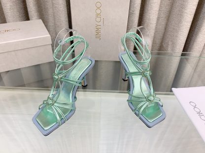 Jimmy Choo Simple and Stylish Heart-shaped Crystal Diamond Strapped High Heels - Image 2