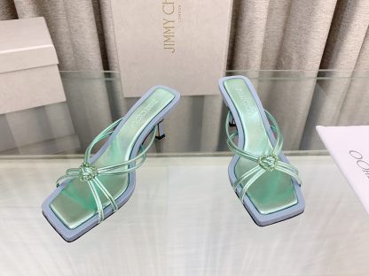 Jimmy Choo Simple and Stylish Heart-shaped Crystal Diamond Strapped High Heels - Image 2