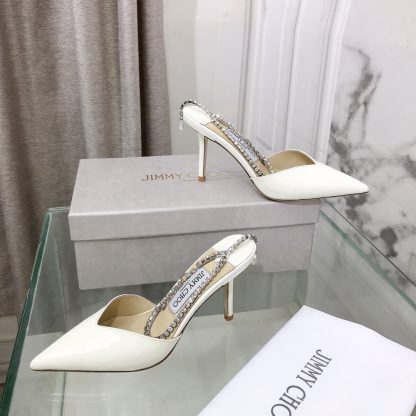 Jimmy Choo patent leather crystal chain high heels - Image 2