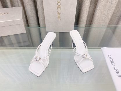 Jimmy Choo fashionable minimalist heart-shaped crystal diamond strap high heels - Image 2