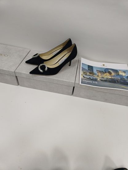 Jimmy Choo Fashion C-shaped Crystal Buckle High Heels - Image 2