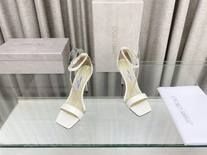 Jimmy Choo Crystal Chain Square Toe High Heels - Image 2