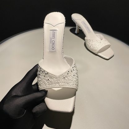 Jimmy Choo rhinestone gradient white high heels - Image 2