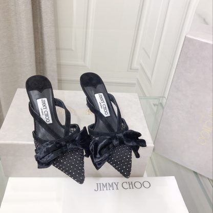 Jimmy Choo mesh rhinestone explosion bow high heels - Image 2