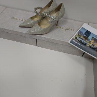 Jimmy Choo delicate high heels with fine sparkling pearls