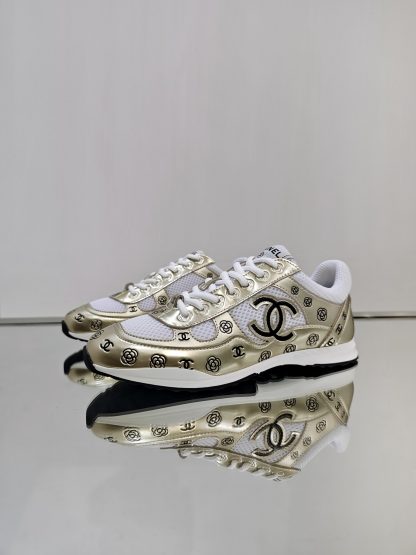 Chanel Unisex Gold Diamond Breathable Mesh Casual Shoes - Image 2