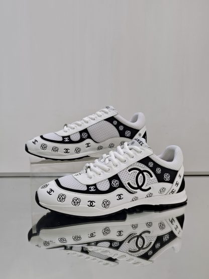 Chanel Unisex Black and White Diamond Breathable Mesh Casual Shoes - Image 2
