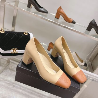 Chanel new beige classic retro classic round toe shoes heel height 6.5cm - Image 2