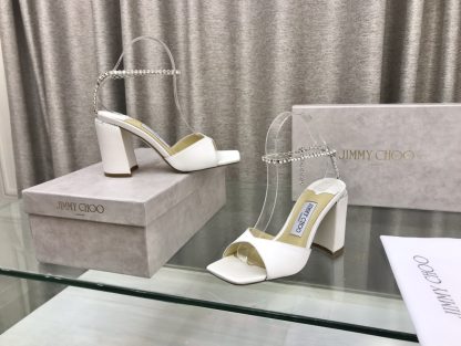 Jimmy Choo new crystal chain square toe high-heeled sandals - Image 2