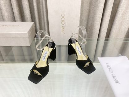 Jimmy Choo new crystal chain square toe high-heeled sandals - Image 2