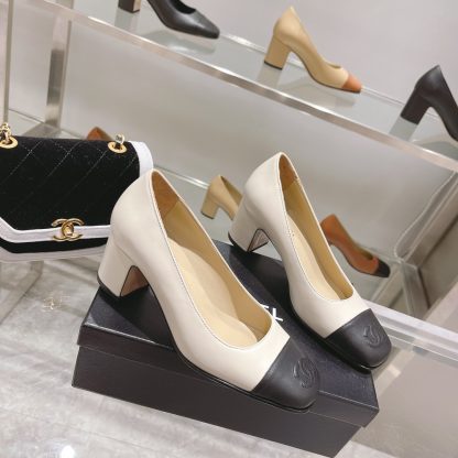 Chanel new white classic retro classic round toe shoes heel height 6.5cm - Image 2