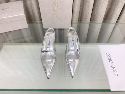 Jimmy Choo new silver fashion slingback high heels - Image 2