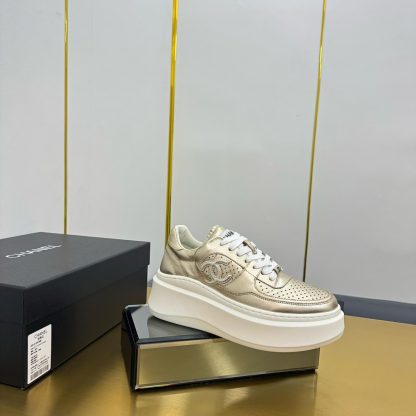 Chanel Gold Casual Versatile Sneakers - Image 2