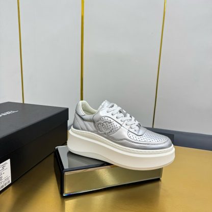 Chanel Silver Casual Versatile Sneakers - Image 2