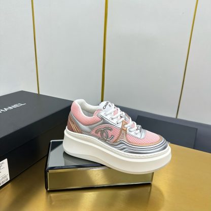 Chanel pink and silver casual versatile sneakers - Image 2