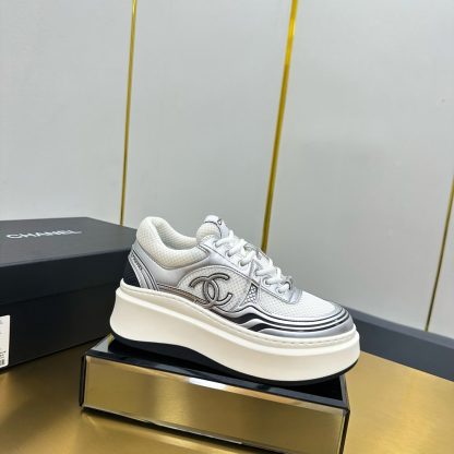 Chanel white and silver casual versatile sneakers - Image 2