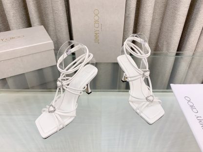 Jimmy Choo simple and fashionable heart-shaped crystal diamond strappy high heels - Image 2