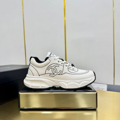 Chanel beige with black classic sports all-match couple style dad shoes - Image 2