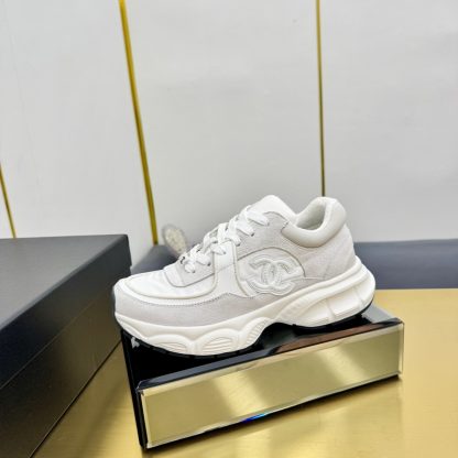 Chanel gray and white classic sports versatile couple style dad shoes - Image 2