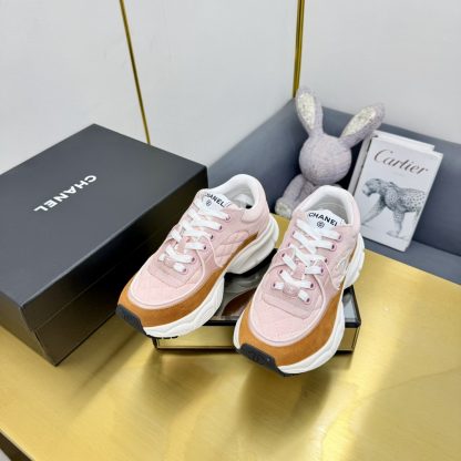 Chanel men's and women's couple's pink and orange classic sports casual dad shoes - Image 2