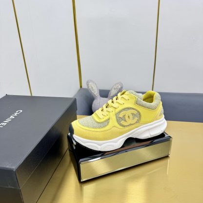 Chanel men's and women's couple's yellow and green classic sports casual dad shoes - Image 2