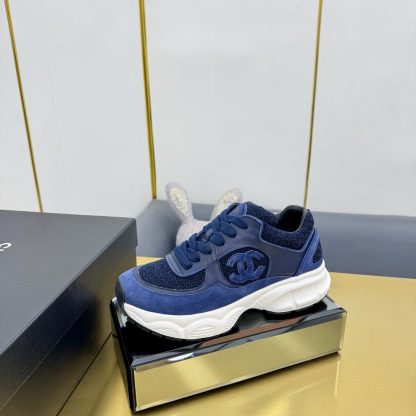 Chanel men's and women's couple's dark blue classic sports casual dad shoes - Image 2
