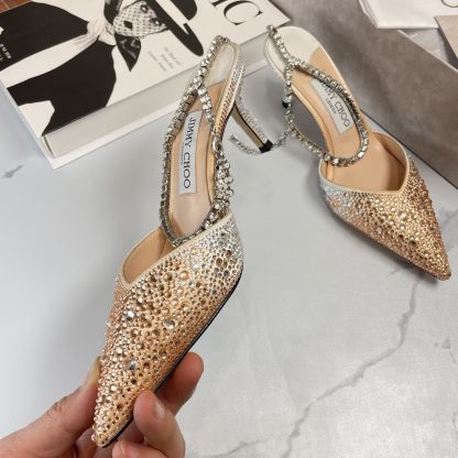 Jimmy Choo diamond chain pointed crystal high heel sandals - Image 2