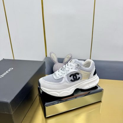 Chanel men's and women's couple silver-gray classic breathable casual dad shoes - Image 2