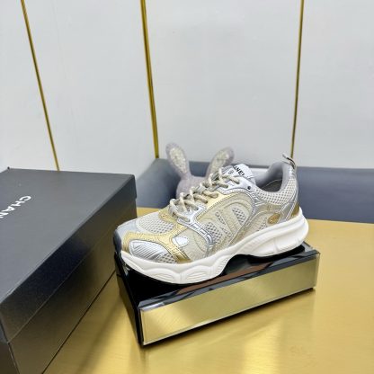 Chanel men's and women's couple silver-gold classic breathable casual dad shoes - Image 2
