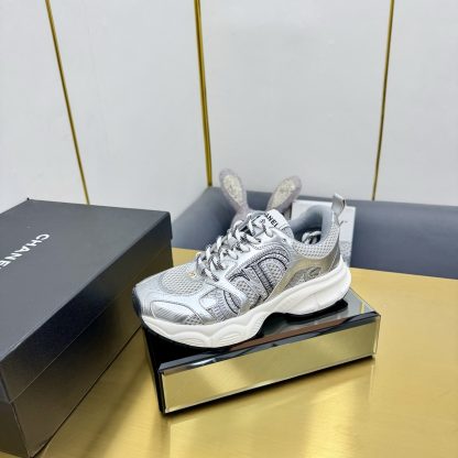 Chanel men's and women's couple silver and black classic breathable casual dad shoes - Image 2