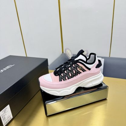 Chanel men's and women's couple's pink and black classic sports casual dad shoes - Image 2