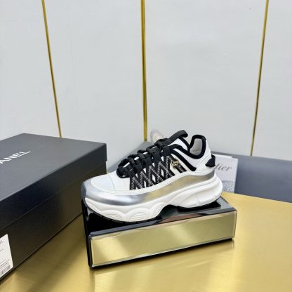 Chanel men's and women's couple silver and black classic sports casual dad shoes - Image 2