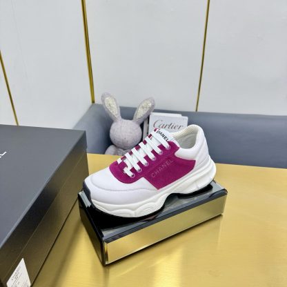 Chanel men's and women's couple's white mix and match pink classic sports casual dad shoes - Image 2