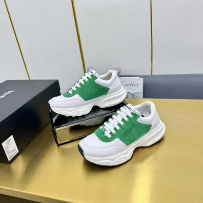 Chanel men's and women's couple's white mix and match green classic sports casual dad shoes - Image 2