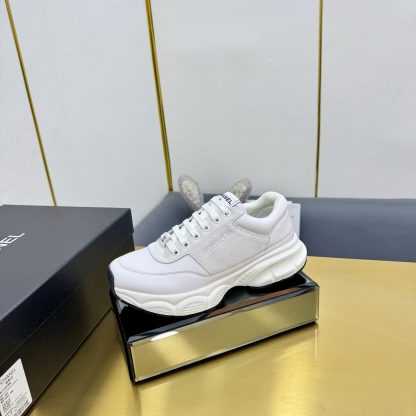 Chanel men's and women's couple's white mix and match light gray classic sports casual dad shoes - Image 2