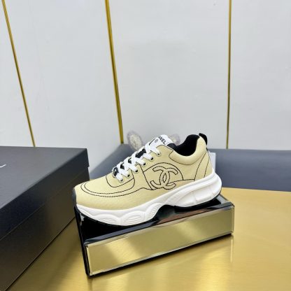 Chanel unisex couple's light yellow casual dad shoes - Image 2
