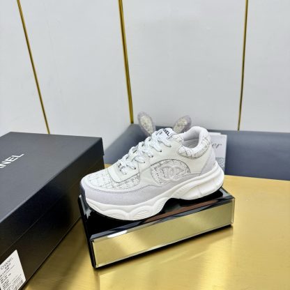 Chanel unisex couple's grey and white casual shoes - Image 2
