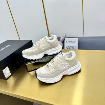 Chanel unisex couple's light yellow brown casual dad shoes - Image 2