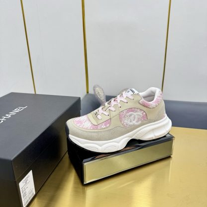 Chanel unisex couple's apricot with pink casual dad shoes - Image 2