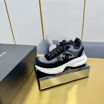 Chanel unisex couple's black with grey casual dad shoes - Image 2