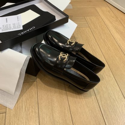 Chanel early spring season new retro style black small square head loafers - Image 2